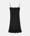 Stella Mccartney Guipere Lace-trim Satin Midi Dress In Black