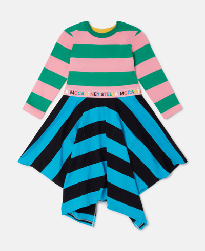 Stella Mccartney Kids' Striped Organic Cotton Dress In Multicolour