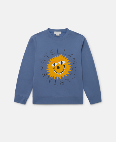 Stella Mccartney Kids' Sunshine Face Long Sleeve T-shirt In Blue
