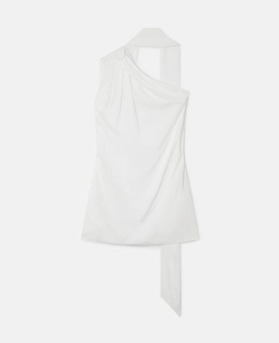 Stella Mccartney Silk Scarf-neck One-shoulder Top In Cream