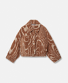 Stella Mccartney Woodgrain Print Teddy Jacket In Camel/oat