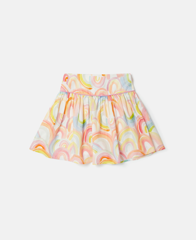 Stella Mccartney Kids' 水彩效果莱赛尔纤维伞形半身裙 In Ivory Multicolour