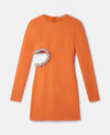Stella Mccartney Crystal Cut-out Mini Dress In Bright Orange