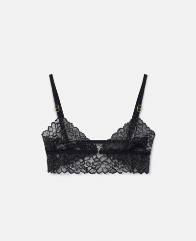 Stella Mccartney Silk Trim Lace Soft Cup Bra In Black