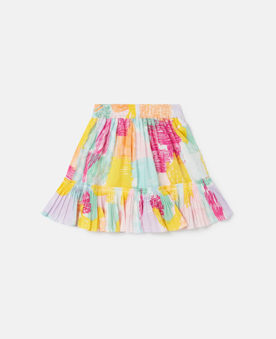 Stella Mccartney Kids' Abstract Doodle Print Ruffle Skater Skirt In Multicolour