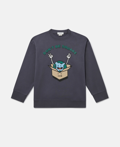 Stella Mccartney Kids' 'don't Be Square' Slogan Sweatshirt In Blue