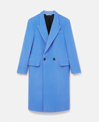 Stella Mccartney + Net Sustain Double-breasted Wool Coat In Blue