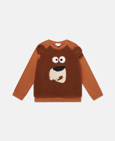 Stella Mccartney Kids' Grizzly Bear Fleece Sweatshirt In Brown