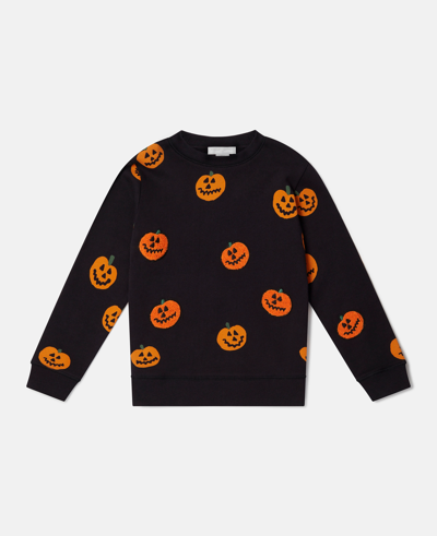 Stella Mccartney Kids' Pumpkin Fleece Sweatshirt In Black