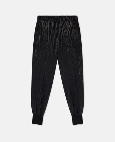 Stella Mccartney Woodgrain Print Lurex Joggers In Black