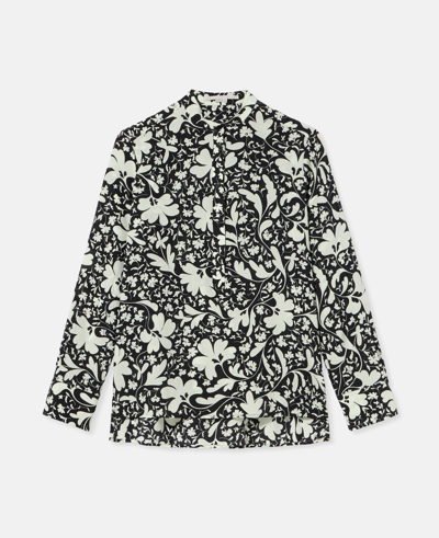 Stella Mccartney Forest Floral Print Silk Shirt In Black