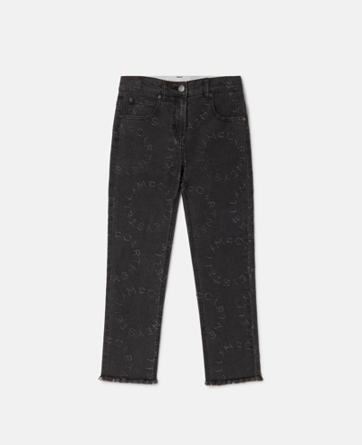 Stella Mccartney Kids' Organic Cotton Denim Jeans W/logo In Black