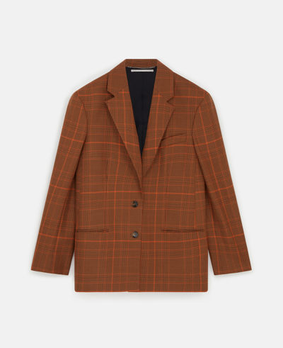 Stella Mccartney Prince Of Wales Check-pattern Wool Blazer In Amber Rose