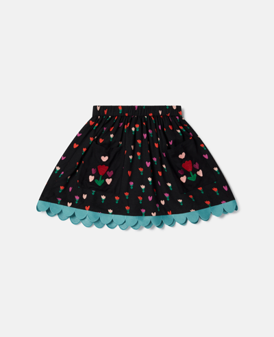 Stella Mccartney Kids' Tulip Print Skater Skirt In Black