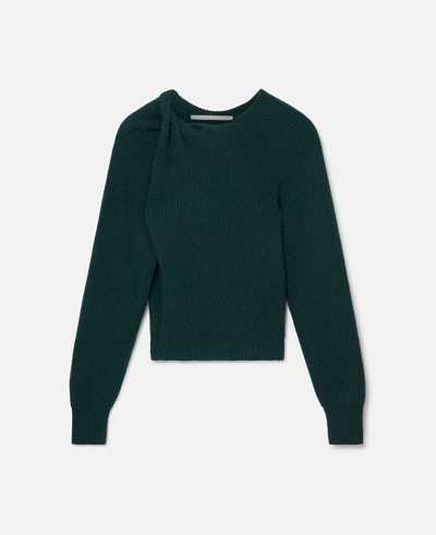 Stella Mccartney Regenerated Cashmere Shifting Knot Jumper In Forest Green