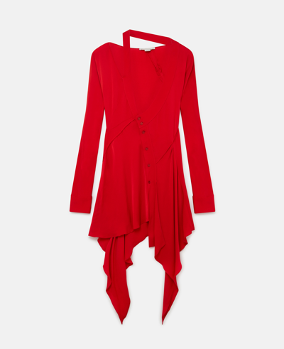 Stella Mccartney Asymmetric Seam Cut-out Dress In Lipstick Red