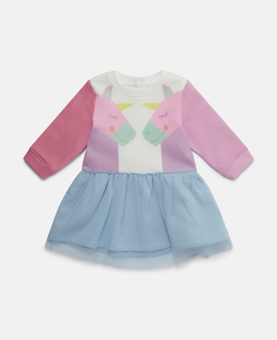 Stella Mccartney Kids' Unicorn Print Organic Cotton Dress In Multicolour