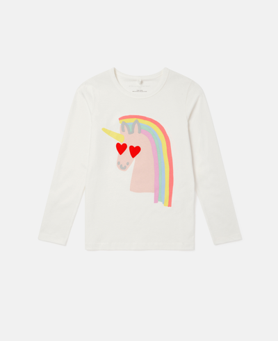 Stella Mccartney Kids' Rainbow Unicorn Long Sleeve T-shirt In White