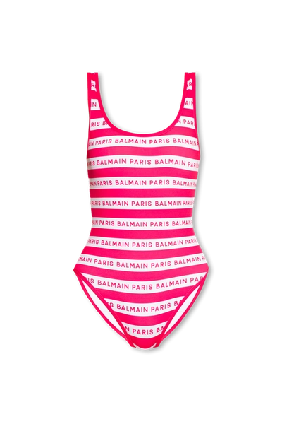 Balmain Allover Logo Printed One Piece Swimsuit In New