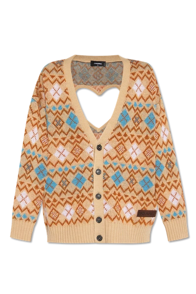 Dsquared2 Heart Cutout Wool Knit Cardigan In New