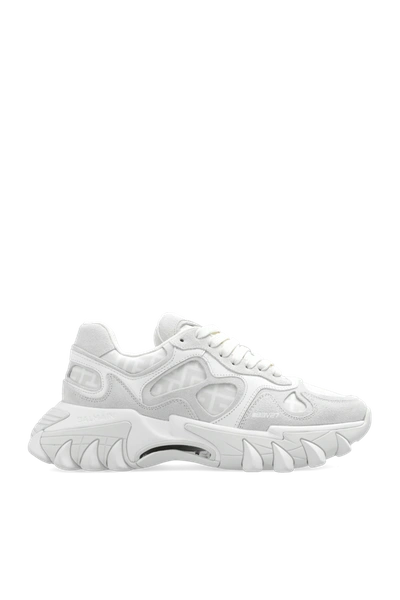 Balmain B-east Trainer In Leather, Suede And Mesh In White