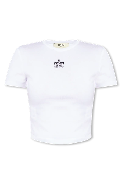 Fendi Logo Cotton T-shirt In New