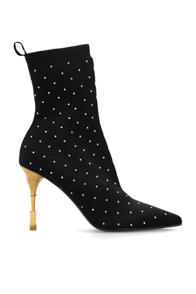 Balmain Moneta Embellished Heeled Ankle Boots In New