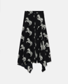 Stella Mccartney Pixel Horse Print Handkerchief Hem Silk Skirt In Black