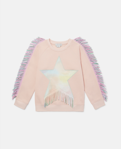 Stella Mccartney Kids Fringed Star Sweatshirt In Pink