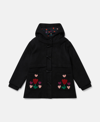 Stella Mccartney Kids' Tulip Embroidery Hooded Duffle Coat In Black