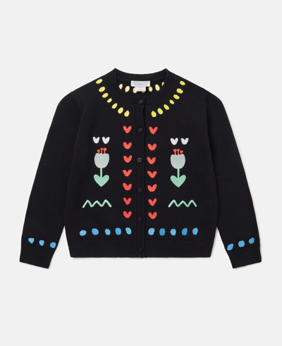 Stella Mccartney Kids' Organic Cotton & Wool Knit Cardigan In Black