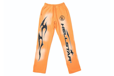 Pre-owned Hellstar Fire Orange Flare Bottom Sweatpants Orange Dye