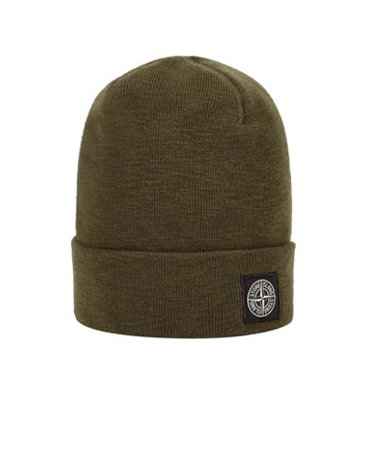 Stone Island Chapeau Vert Polyamide, Laine In Green