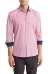 Tom Baine Performance Mini Plaid Button-down Dress Shirt In Red