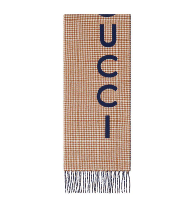 Gucci Cashmere Logo Scarf In Neutrals