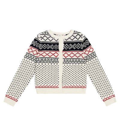 Bonpoint Kids' Intarsia-knit Wool Cardigan In White