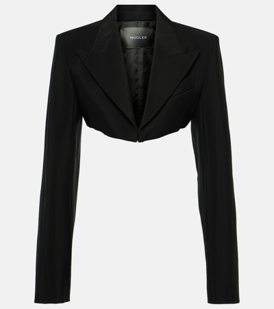 Mugler Cropped Tailored Jacket In Black