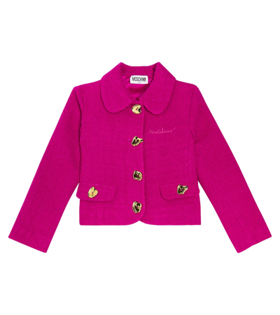 Moschino Kids' Wool-blend Bouclé Jacket In Pink