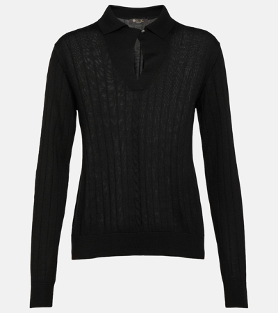 Loro Piana Porirua Cashmere Polo Sweater In Black
