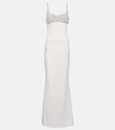 Safiyaa Bridal Beatriz Embellished Crepe Gown In White