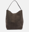 Totême Large Belted Suede Tote Bag In Granite