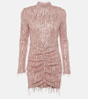 Rotate Birger Christensen Sequin Fringed Mini Dress In Pink