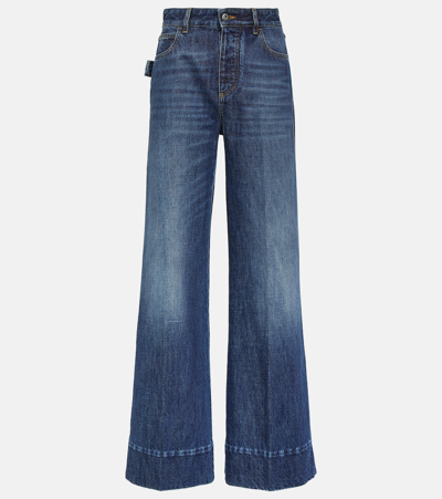 Bottega Veneta Blue High Rise Straight Jeans