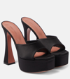 Amina Muaddi Dalida Satin Platform Mules In Black