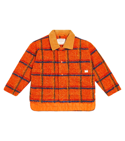 Tinycottons Kids' Checked Fleece Jacket In Orange