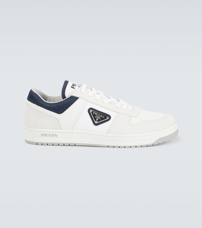 Prada Downtown Re-nylon Low-top Sneakers In White Blue