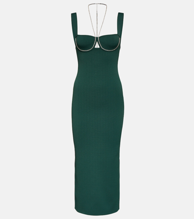 Galvan Celeste Embellished Midi Dress In Green