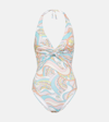 Melissa Odabash Zanzibar Printed Halterneck Swimsuit In Multicoloured