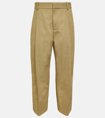 Bottega Veneta Cotton Twill Straight Pants In Beige O Tan