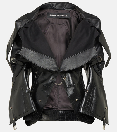 Junya Watanabe Bucked Faux-leather Jacket In Black